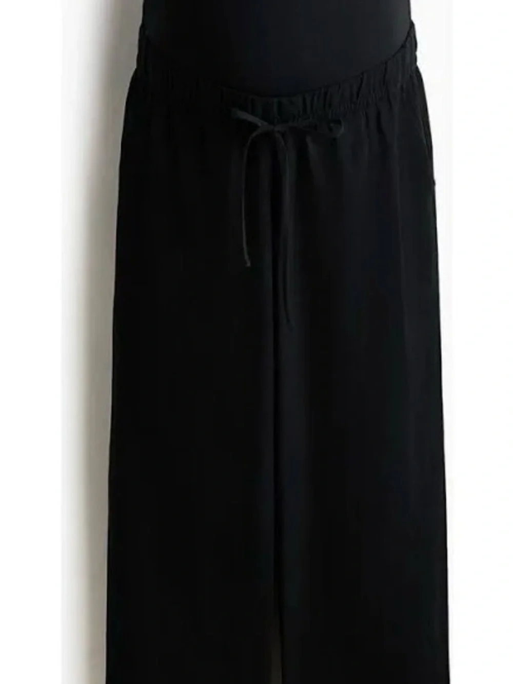 H&M MAMA Linen-Blend Drawstring Maternity Pants in Black, sz L, NWOT
